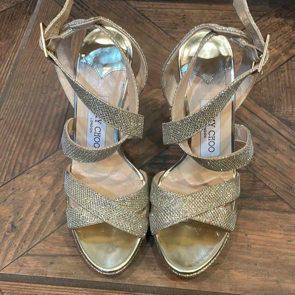 Gold Sparkely Jimmy Choo High Heels